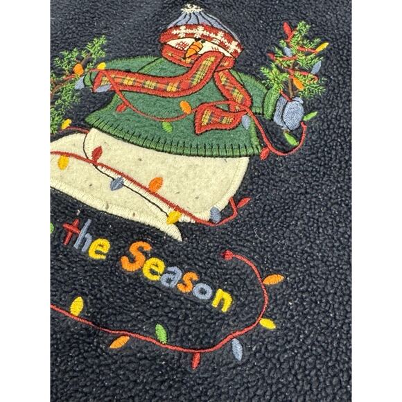 Vintage C&B Sport Blue Red XL Embroidered Snowman Xmas Lights Fleece Sweatshirt - Picture 4 of 9